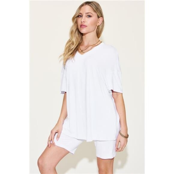 Basic Bae Full Size V-Neck Drop Shoulder T-Shirt and Shorts Set - Picture 13 of 16